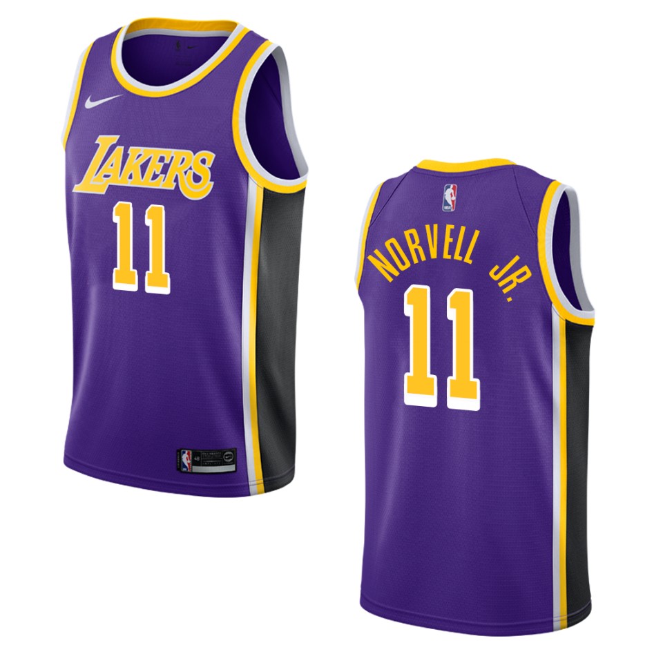 Men's Los Angeles Lakers #11 Zach Norvell Jr. Statement Swingman Jersey - Purple