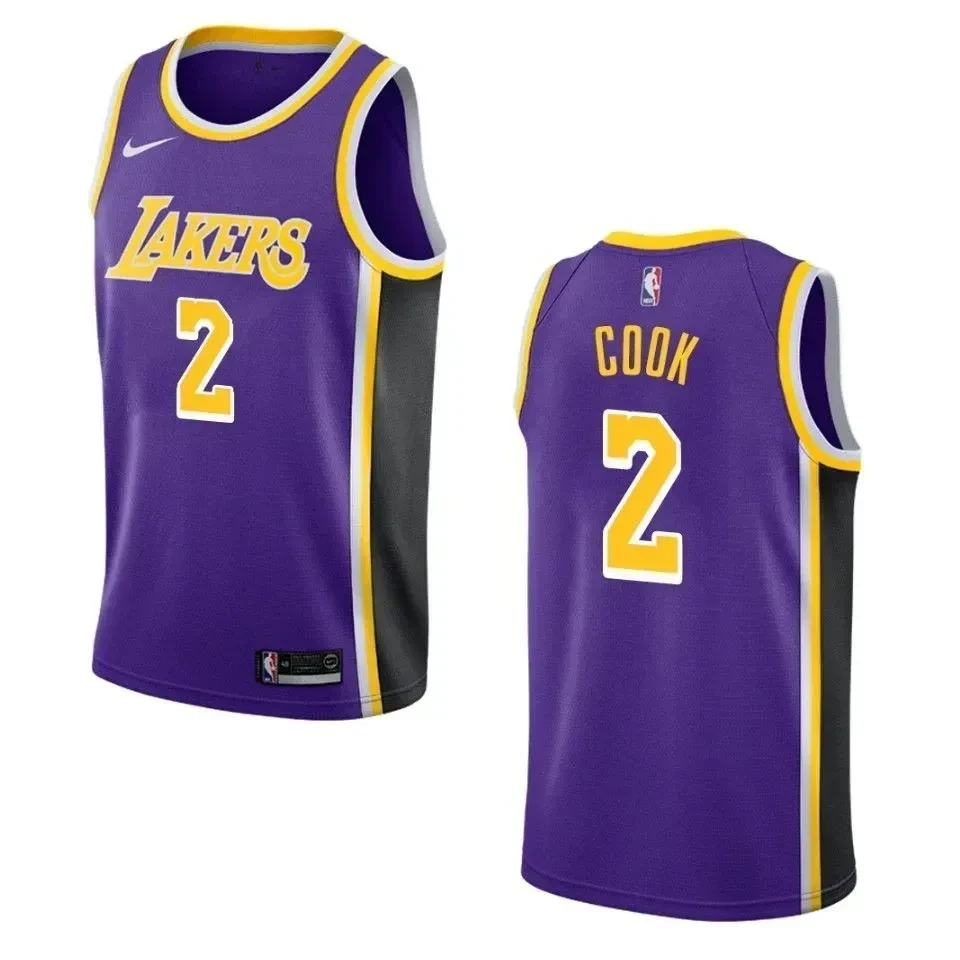 Men's Los Angeles Lakers 2 Quinn Cook Statement Swingman Jersey - Purple - JS501 