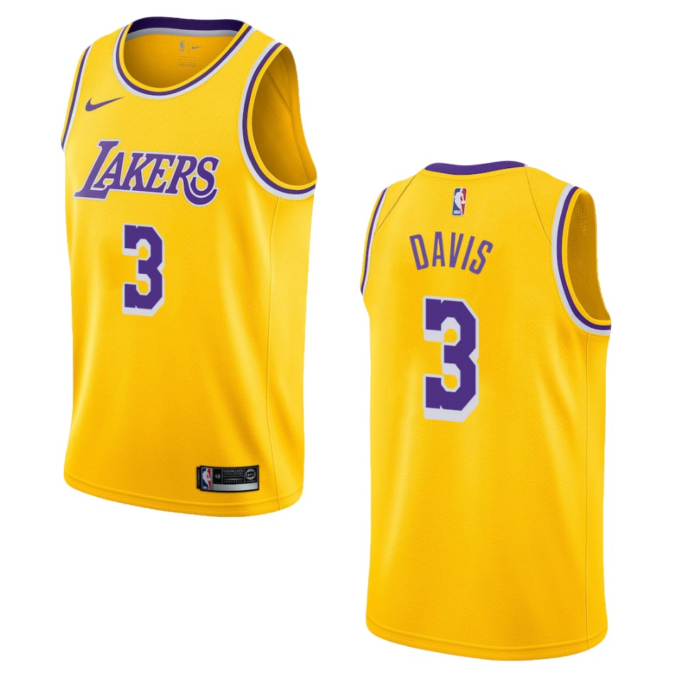 Men's Los Angeles Lakers #3 Anthony Davis Icon Swingman Jersey - Gold
