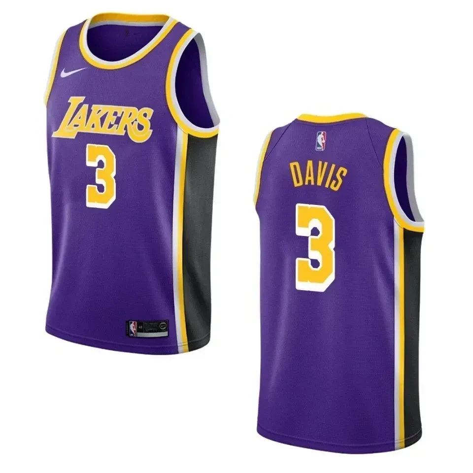 Men's Los Angeles Lakers 3 Anthony Davis Statement Swingman Jersey - Purple - JS334 