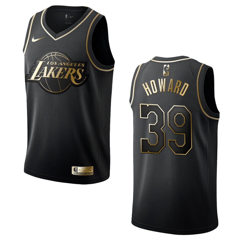 Men’s Los Angeles Lakers #39 Dwight Howard Golden Edition Jersey – Black