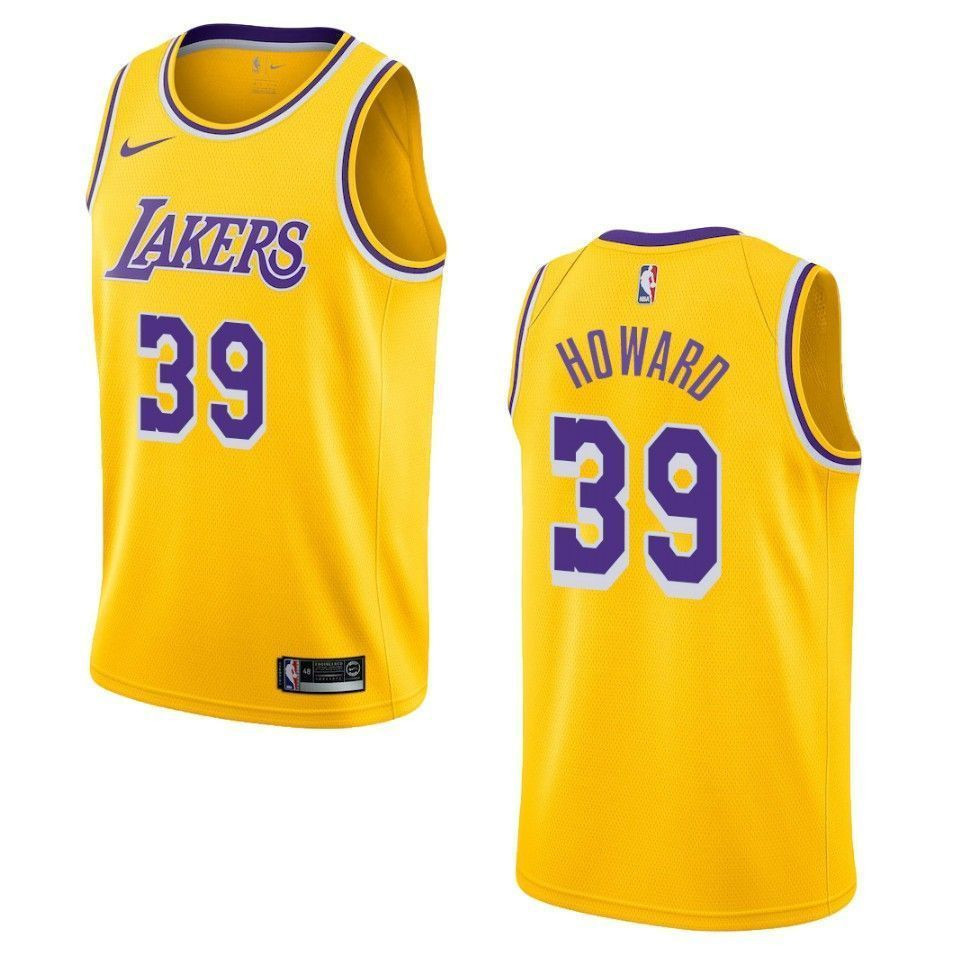 Men's Los Angeles Lakers 39 Dwight Howard Icon Swingman Jersey - Yellow - JS320 