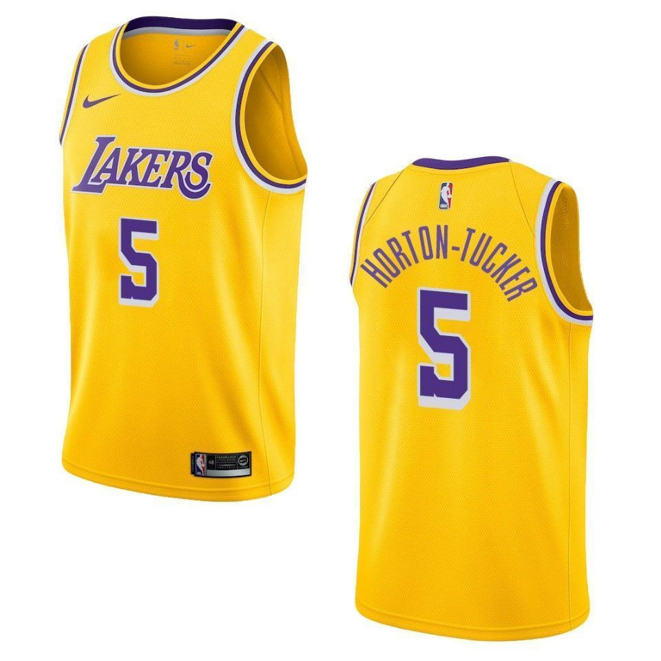 Men's Los Angeles Lakers 5 Talen Horton-tucker Icon Swingman Jersey - Gold - JS483 