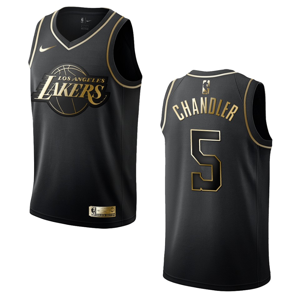 Men’s Los Angeles Lakers #5 Tyson Chandler Golden Edition Jersey – Black