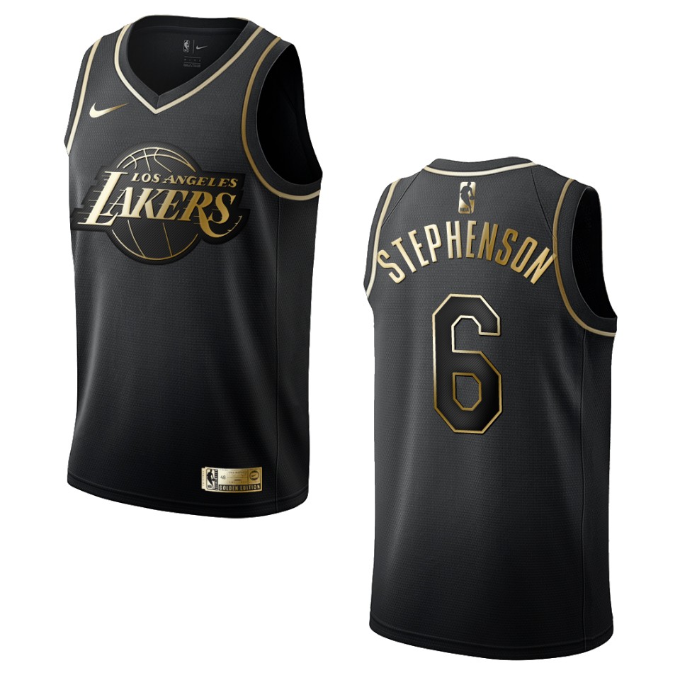 Men’s Los Angeles Lakers #6 Lance Stephenson Golden Edition Jersey – Black