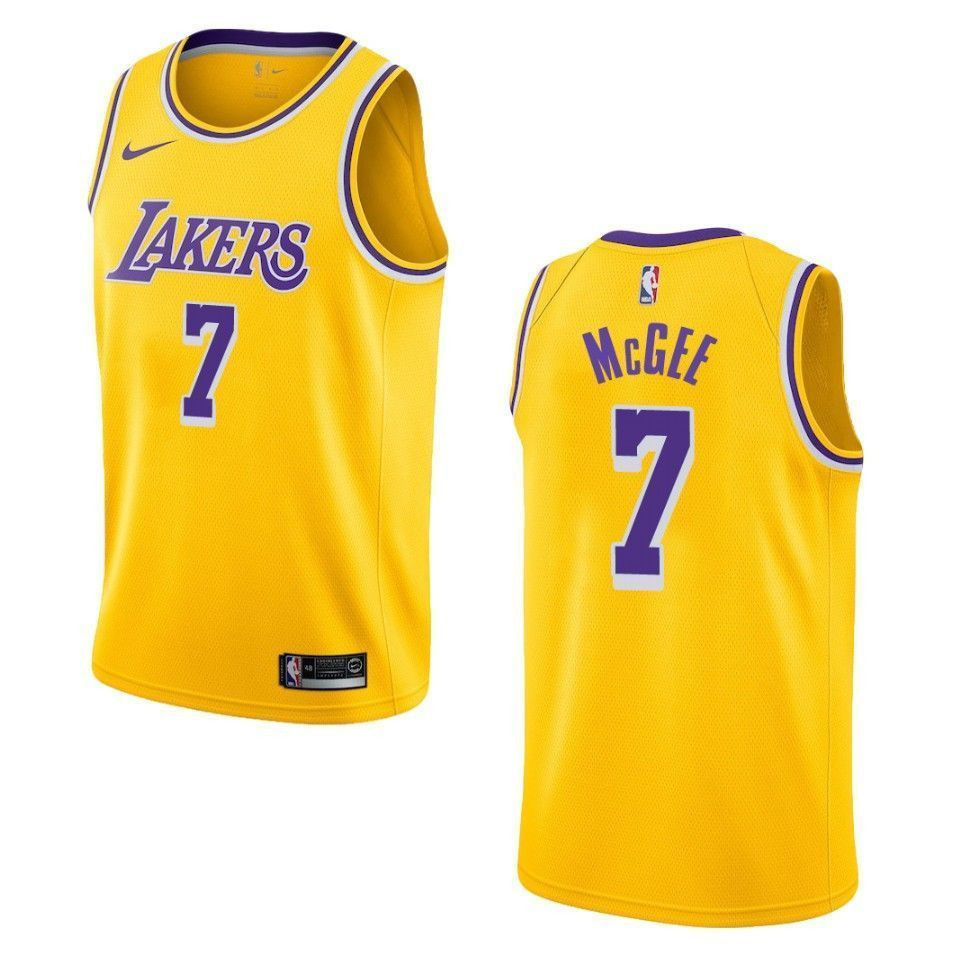 Men's Los Angeles Lakers 7 Javale Mcgee Icon Swingman Jersey - Gold - JS532 