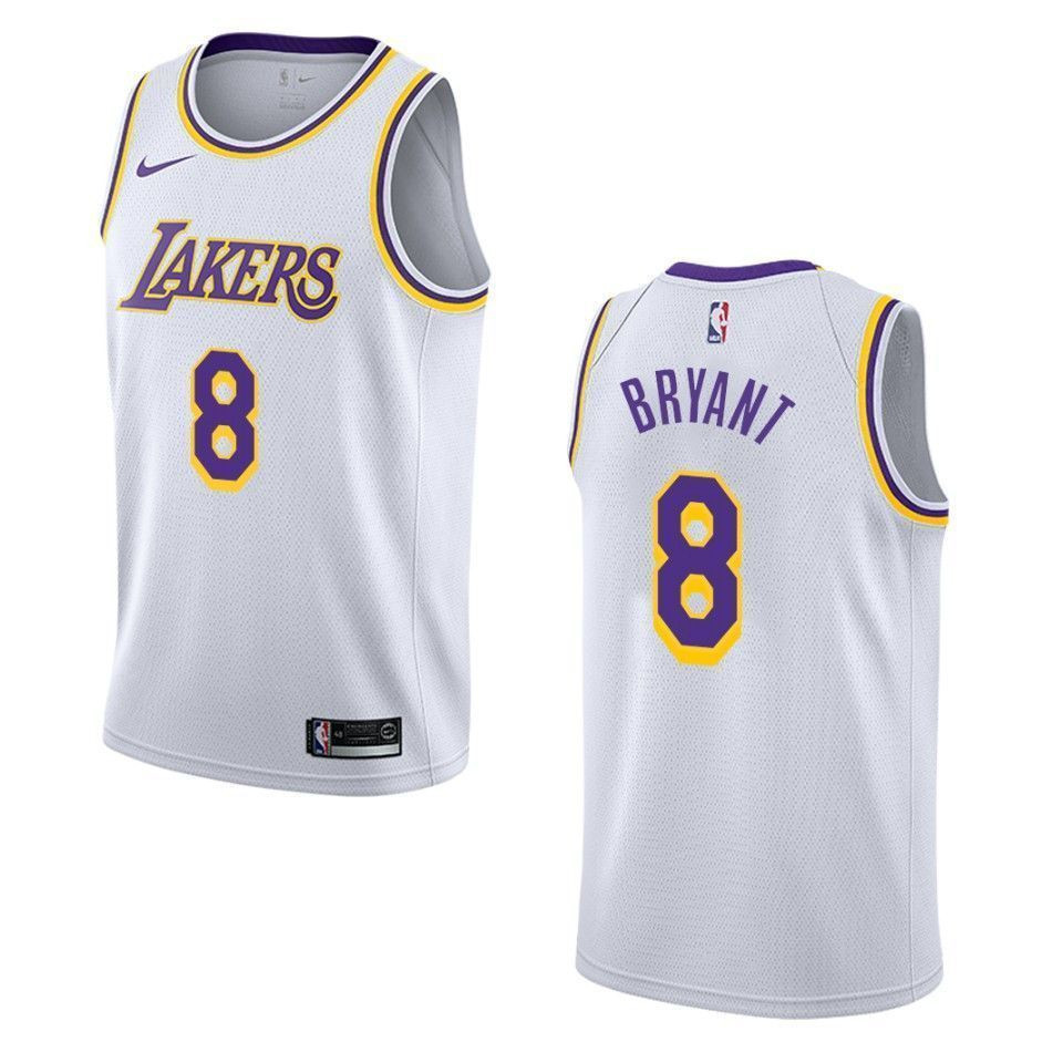 Men's Los Angeles Lakers 8 Kobe Bryant Association Swingman Jersey - White - JS405 
