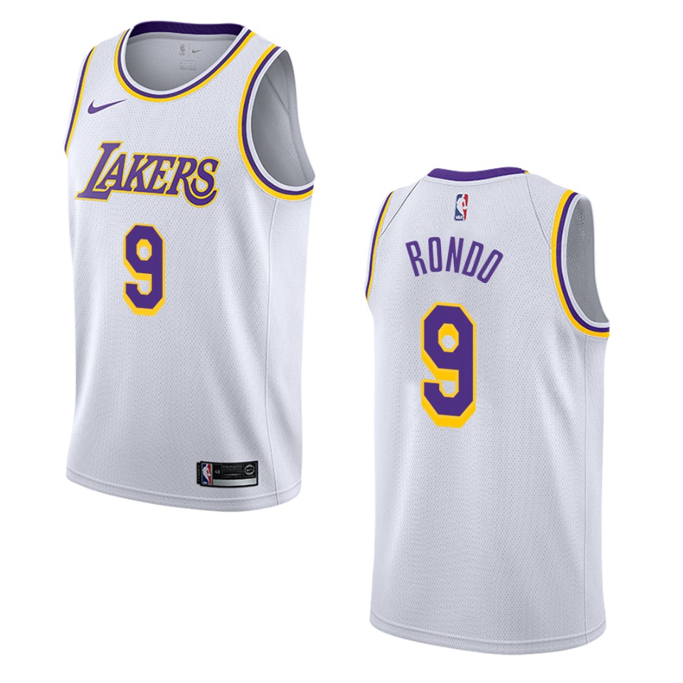 Men's Los Angeles Lakers #9 Rajon Rondo Association Swingman Jersey - White