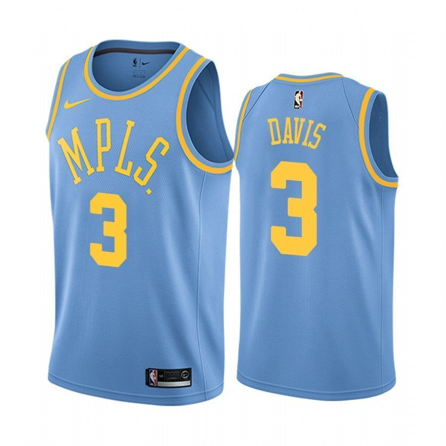 Men's Los Angeles Lakers Anthony Davis 3 Blue Classic Jersey - JS777 
