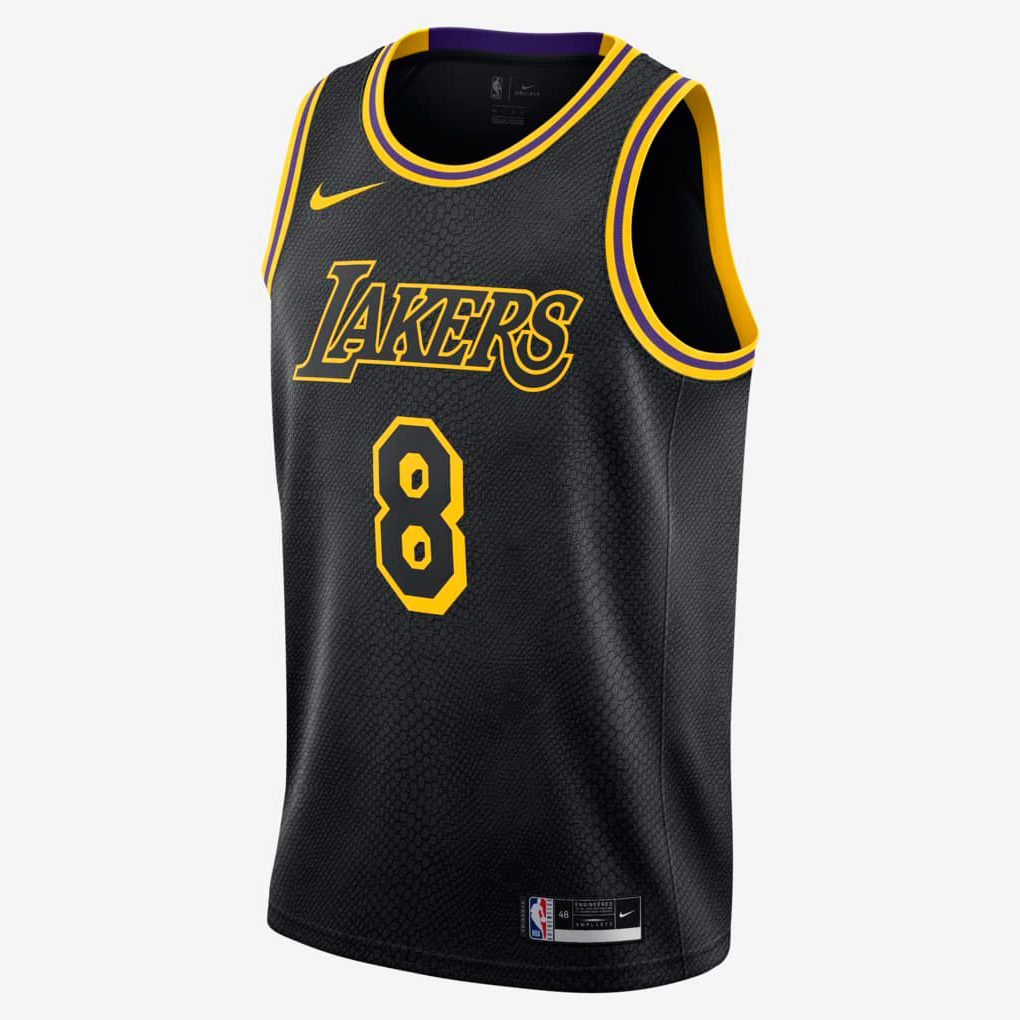 Alternative view of Men’s Los Angeles Lakers Black Front #8 Back #24 Kobe Bryant With Gigi Patch Stitched Jersey
