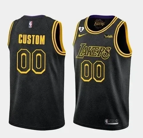 Men’s Los Angeles Lakers Jersey Black Custom With Gigi Patch Stitched Jersey - JS208 