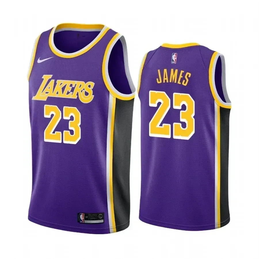 Men's Los Angeles Lakers Lebron James 23 Statet Jersey - JS835 
