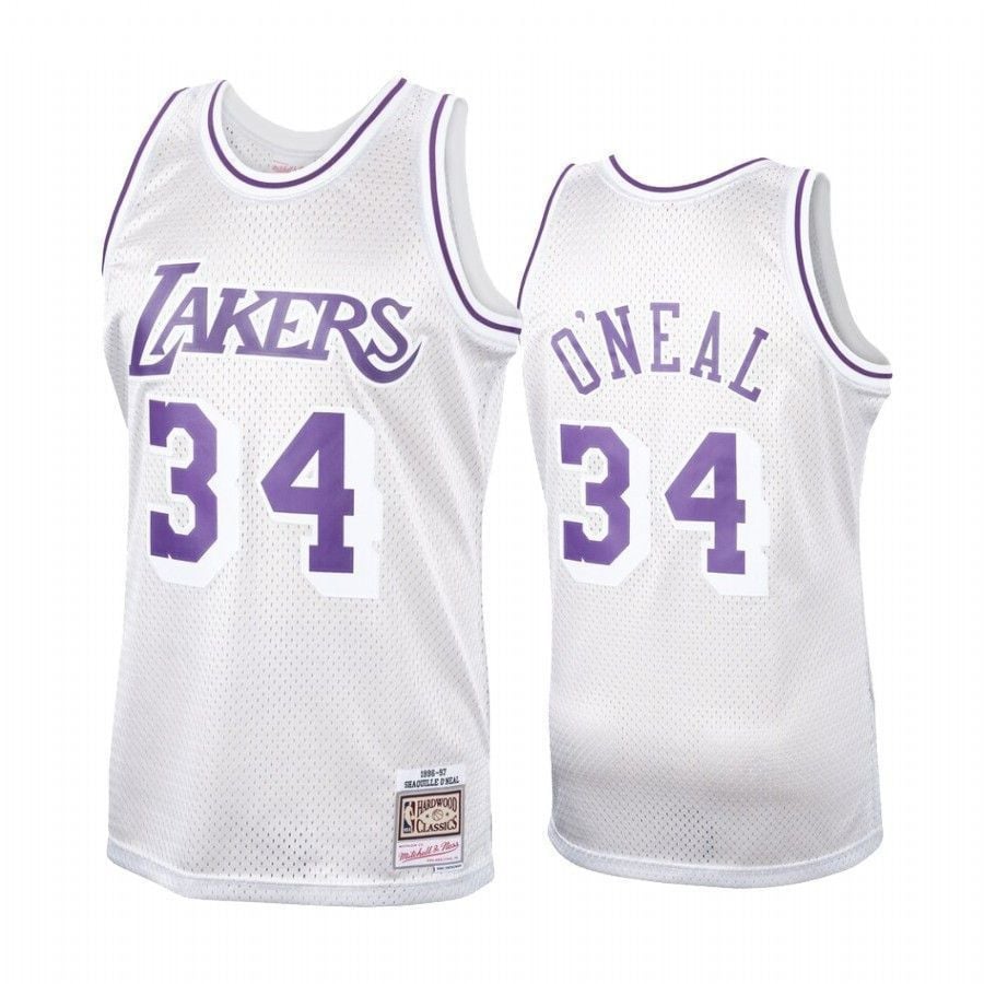 Men's Los Angeles Lakers Shaquille O'neal Hardwood Classics Platinum Jersey - JS368 
