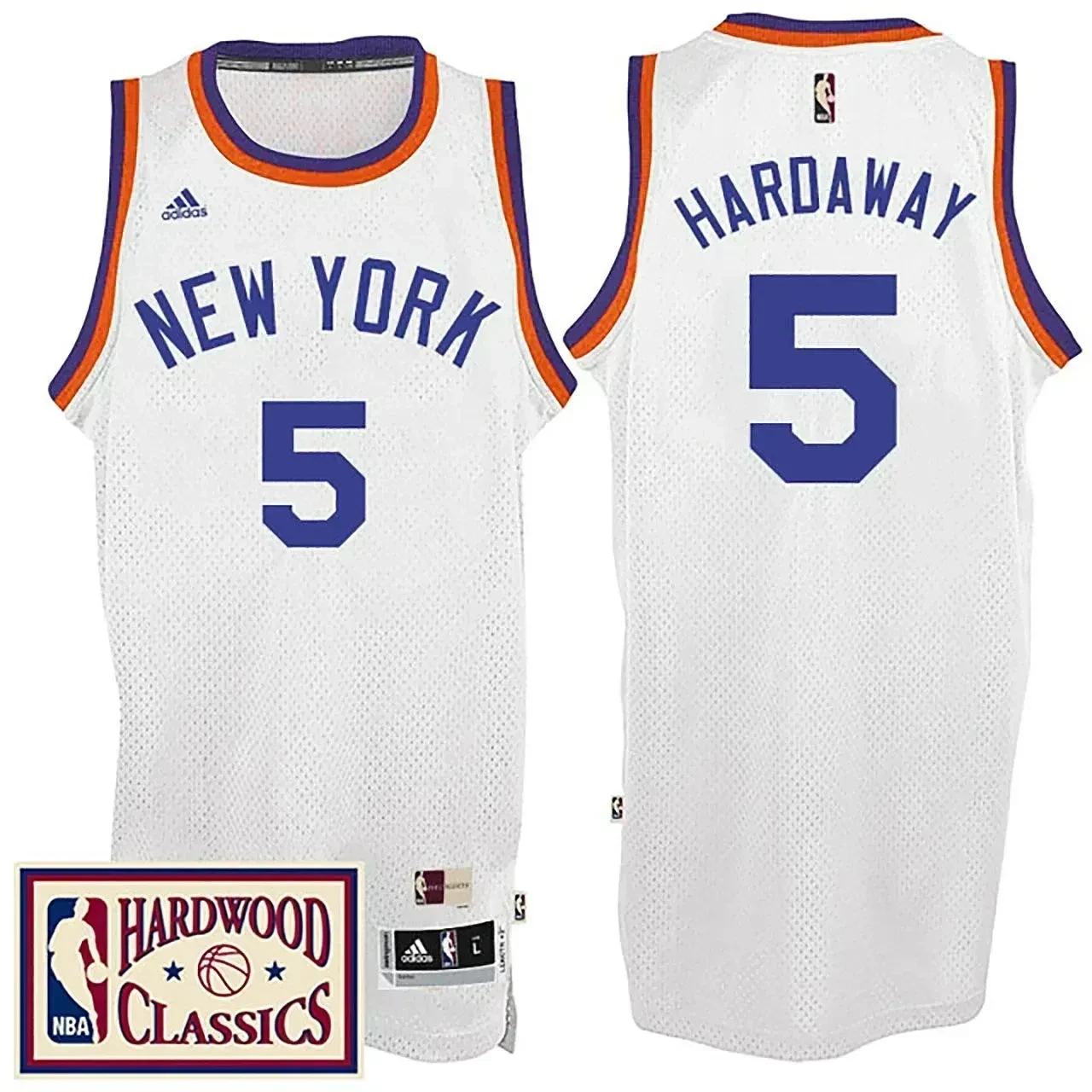 Men's Male 2016-17 Season New York Knicks 5 Hardwood Classics Throwback White Jersey Tim Hardaway Jersey - JS470 