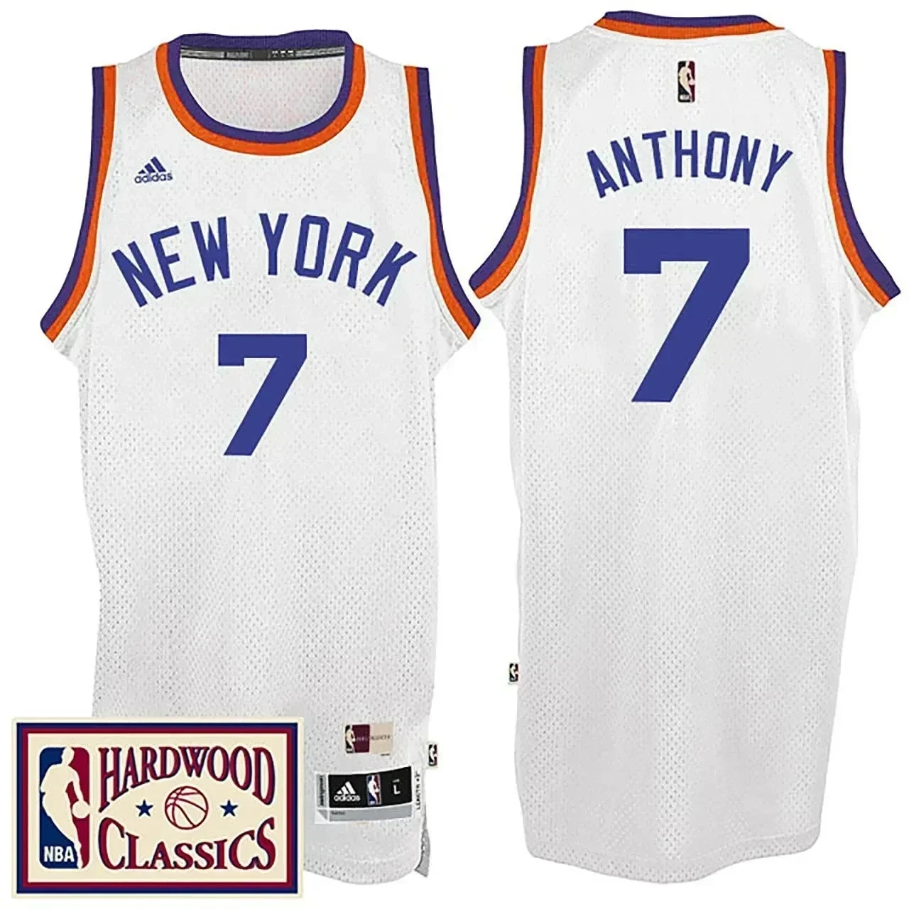 Men's Male 2016-17 Season New York Knicks 7 Hardwood Classics Throwback White Jersey Carmelo Anthony Jersey - JS960 