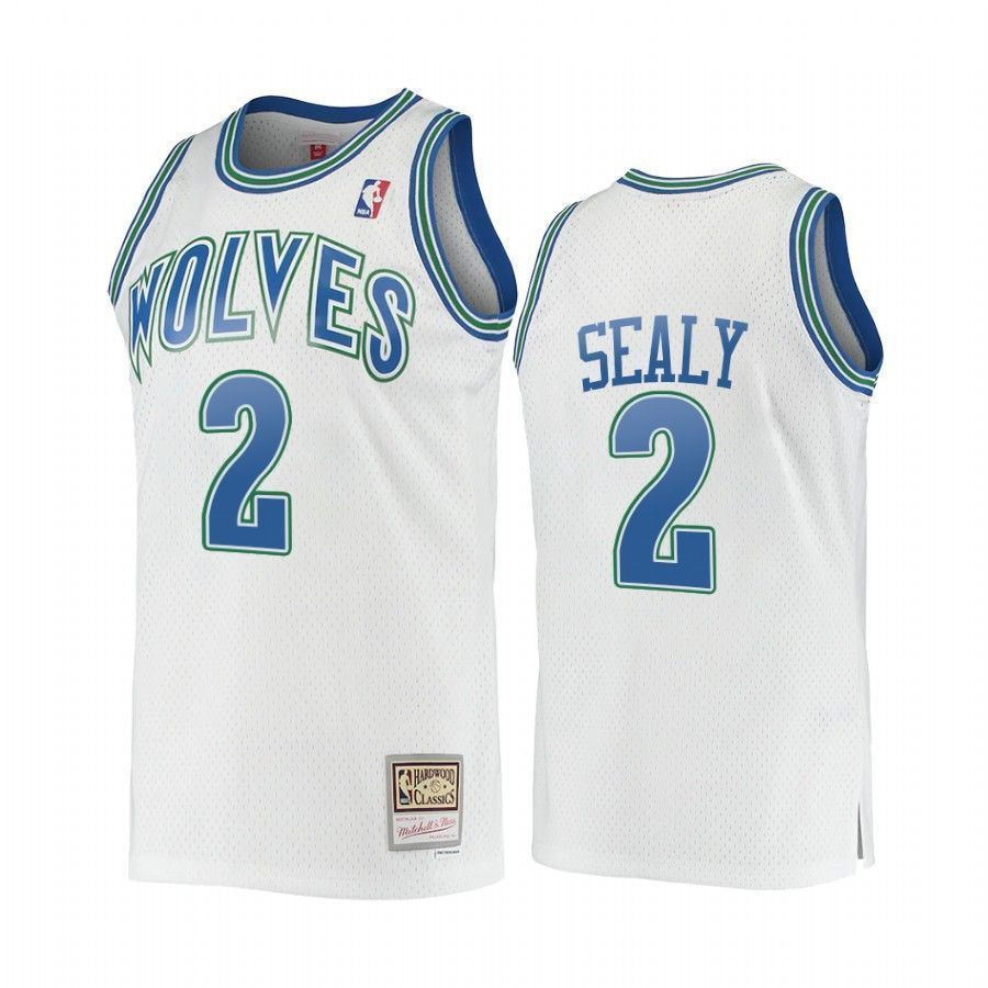 Men's Malik Sealy 2 Minnesota Timberwolves Hardwood Classics Jersey White - JS880 