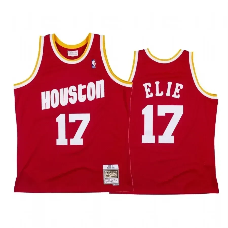 Men's Mario Elie 17 Houston Rockets Red Hardwood Classics Jersey - JS168 