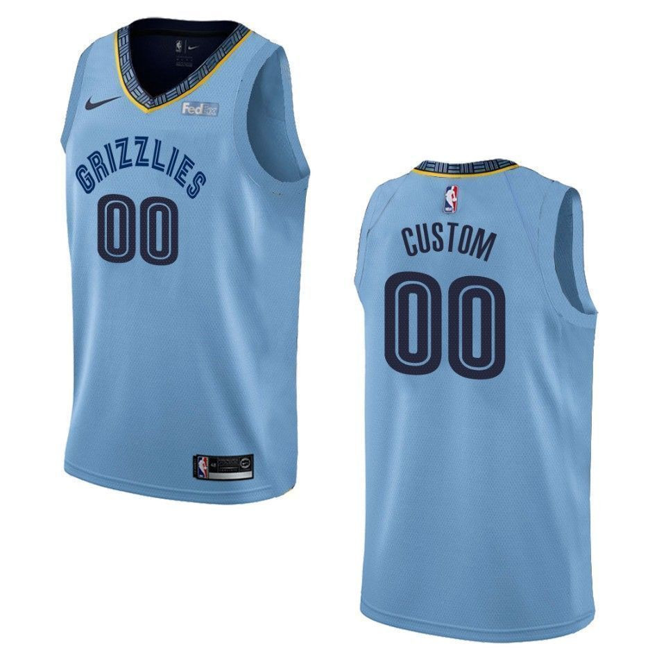 Men's Memphis Grizzlies 00 Custom Statement Swingman Jersey - Blue - JS507 