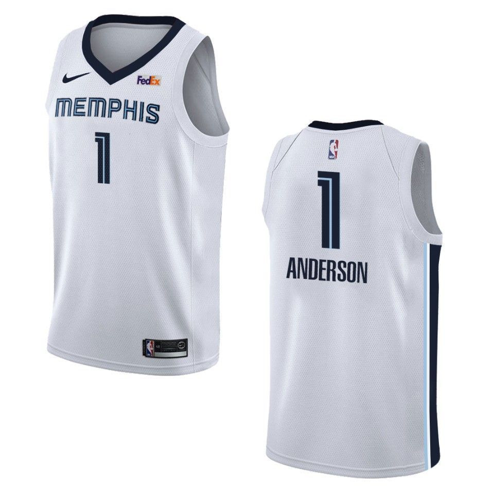 Men's Memphis Grizzlies 1 Kyle Anderson Association Swingman Jersey - White - JS730 