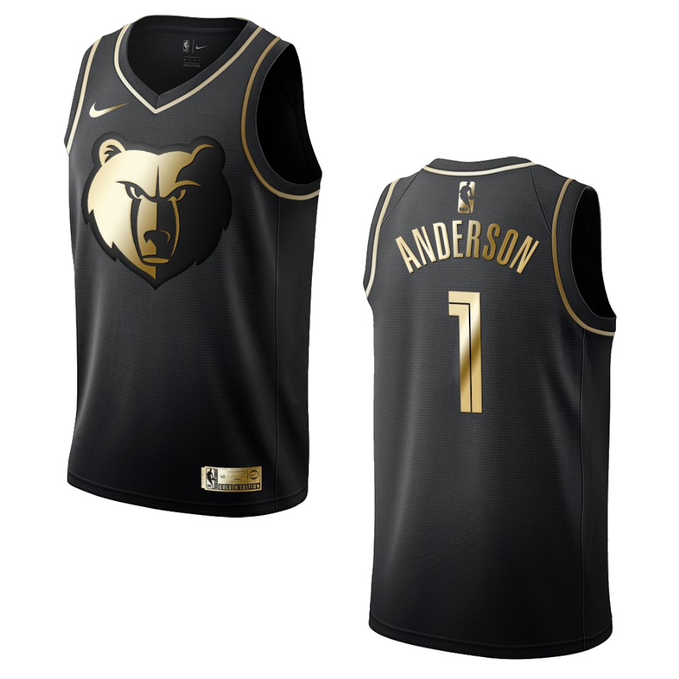 Men’s Memphis Grizzlies #1 Kyle Anderson Golden Edition Jersey – Black