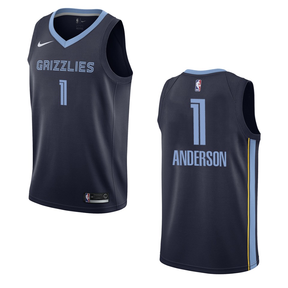 Men's Memphis Grizzlies #1 Kyle Anderson Icon Edition Swingman Jersey - Navy
