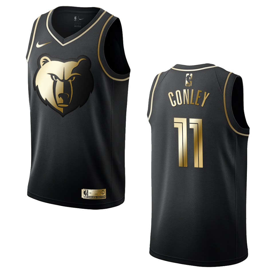 Men’s Memphis Grizzlies #11 Mike Conley Golden Edition Jersey – Black