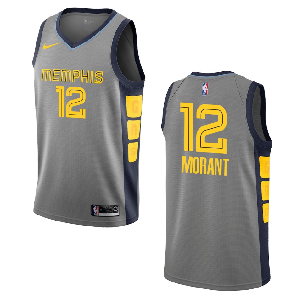 Men's Memphis Grizzlies #12 Ja Morant City Swingman Jersey - Gray