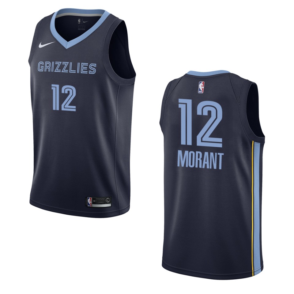 Men's Memphis Grizzlies #12 Ja Morant Icon Swingman Jersey - Navy