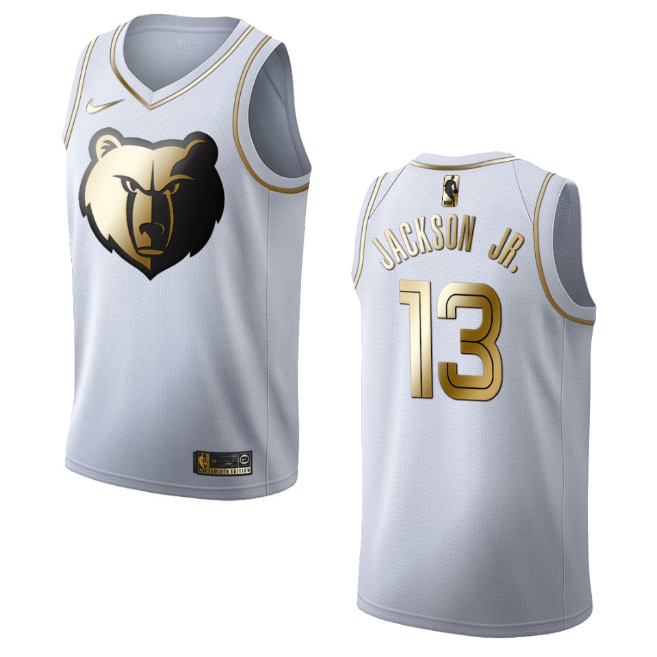 Men’s Memphis Grizzlies #13 Jaren Jackson Jr. Golden Edition Jersey – White