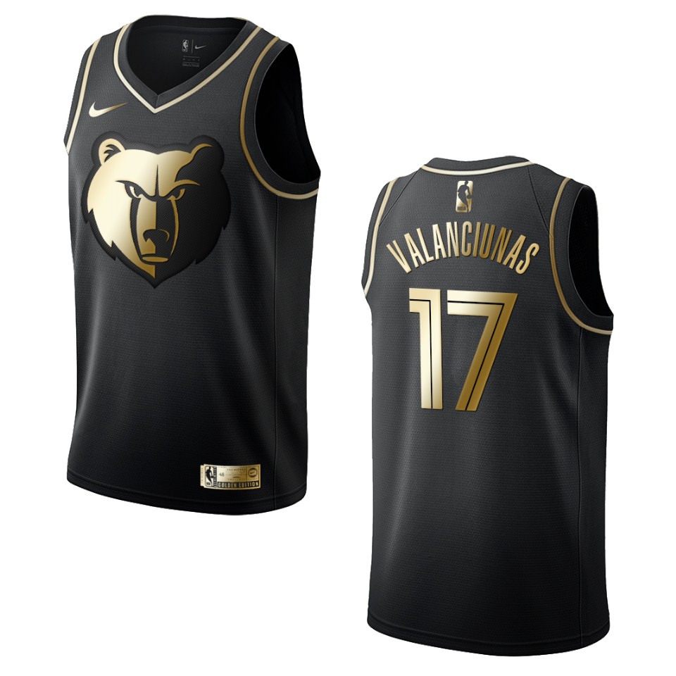 Men’s Memphis Grizzlies #17 Jonas Valanciunas Golden Edition Jersey – Black