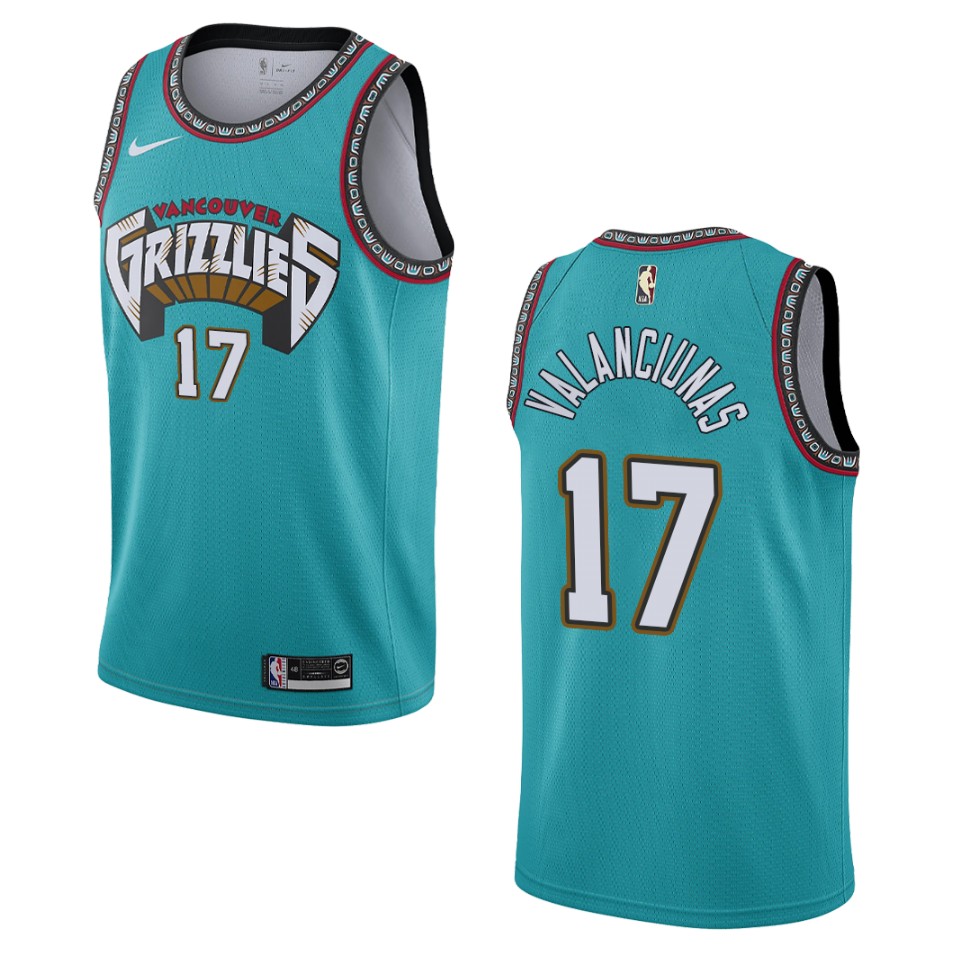 Men's Memphis Grizzlies #17 Jonas Valanciunas Hardwood Classics Swingman Jersey - Teal