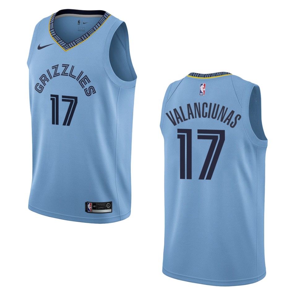 Men's Memphis Grizzlies #17 Jonas Valanciunas Statement Swingman Jersey - Blue