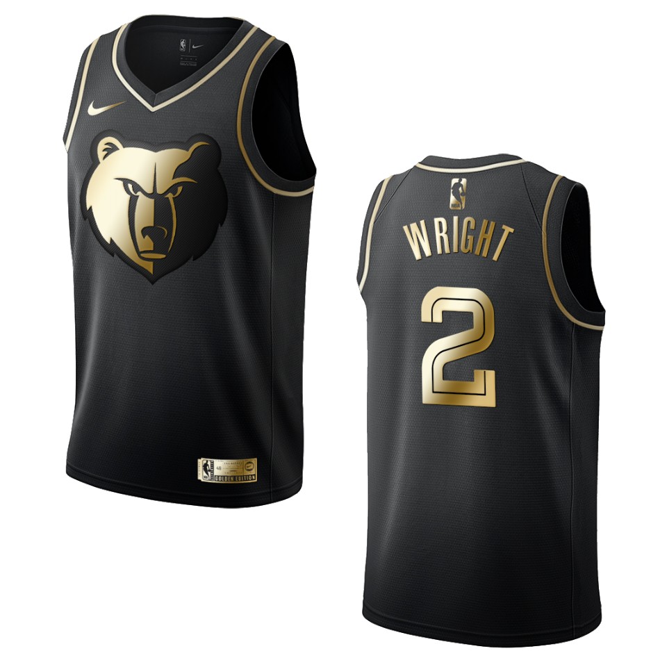 Men’s Memphis Grizzlies #2 Delon Wright Golden Edition Jersey – Black