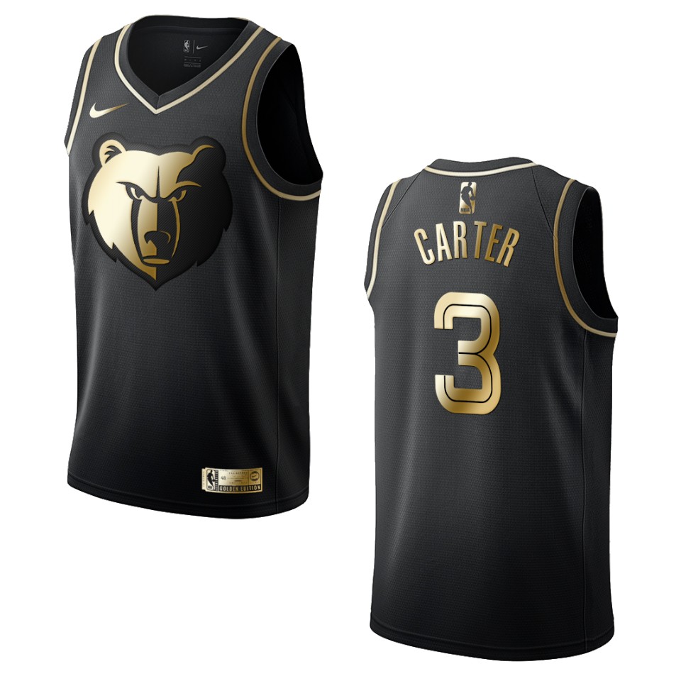Men’s Memphis Grizzlies #3 Jevon Carter Golden Edition Jersey – Black