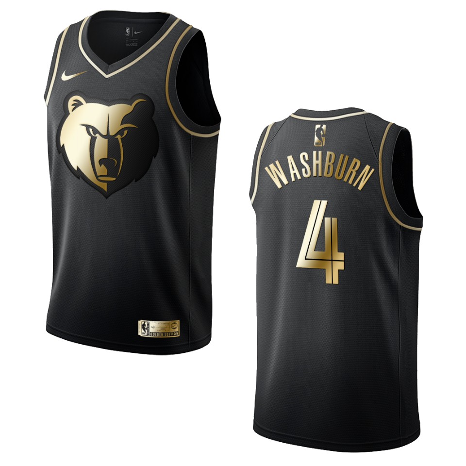 Men’s Memphis Grizzlies #4 Julian Washburn Golden Edition Jersey – Black