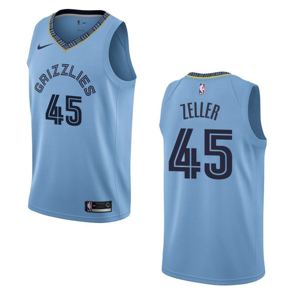 Men's Memphis Grizzlies 45 Tyler Zeller Statement Swingman Jersey - Blue - JS899 