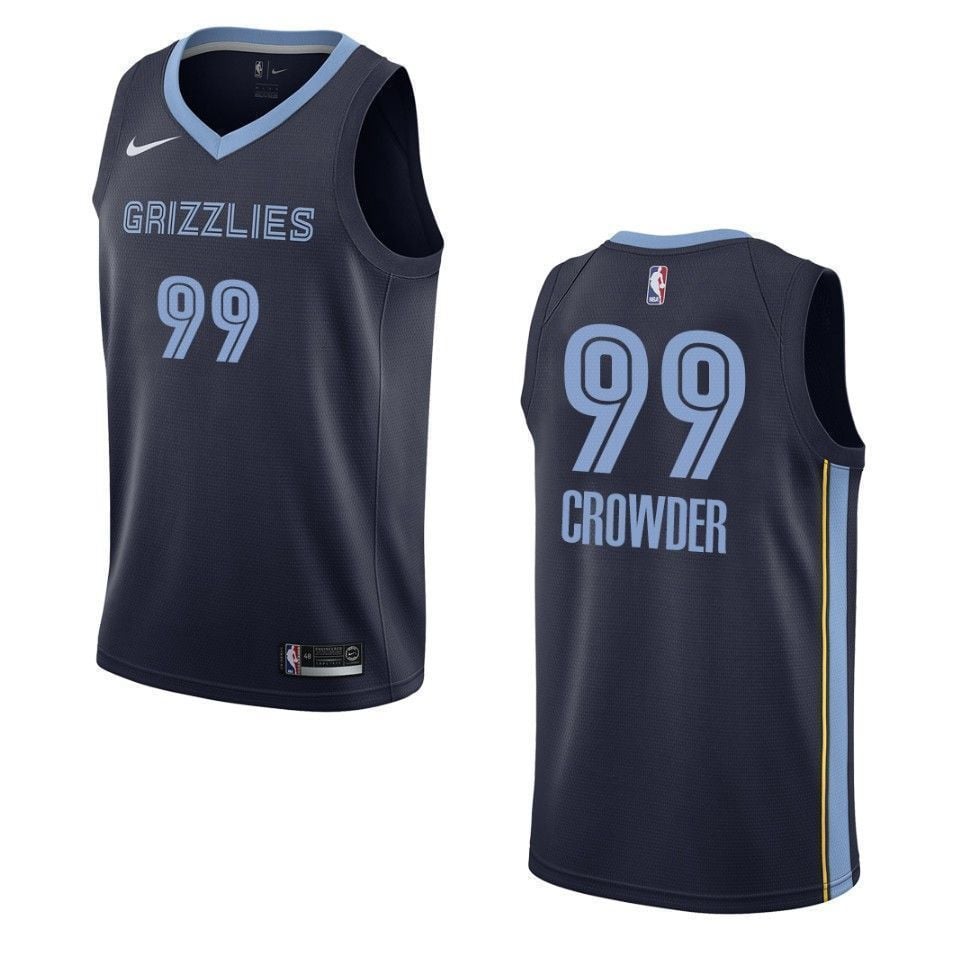 Men's Memphis Grizzlies 99 Jae Crowder Icon Swingman Jersey - Navy - JS427 