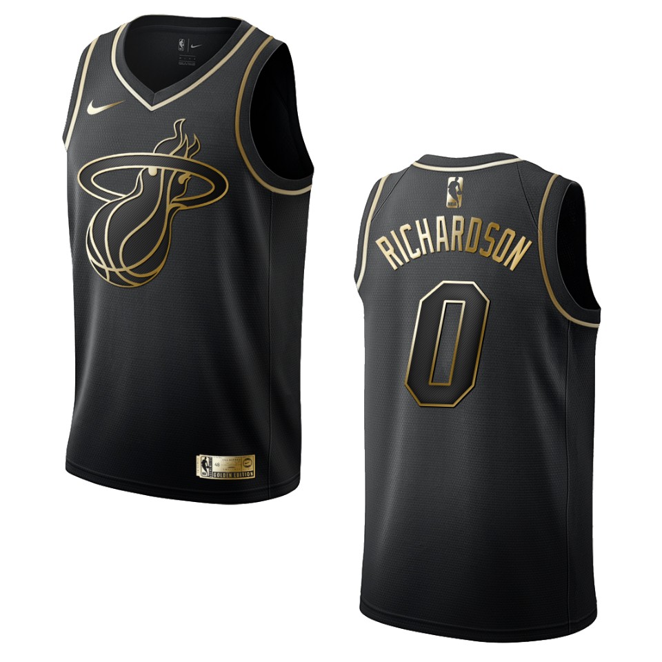 Men’s Miami Heat #0 Josh Richardson Golden Edition Jersey – Black