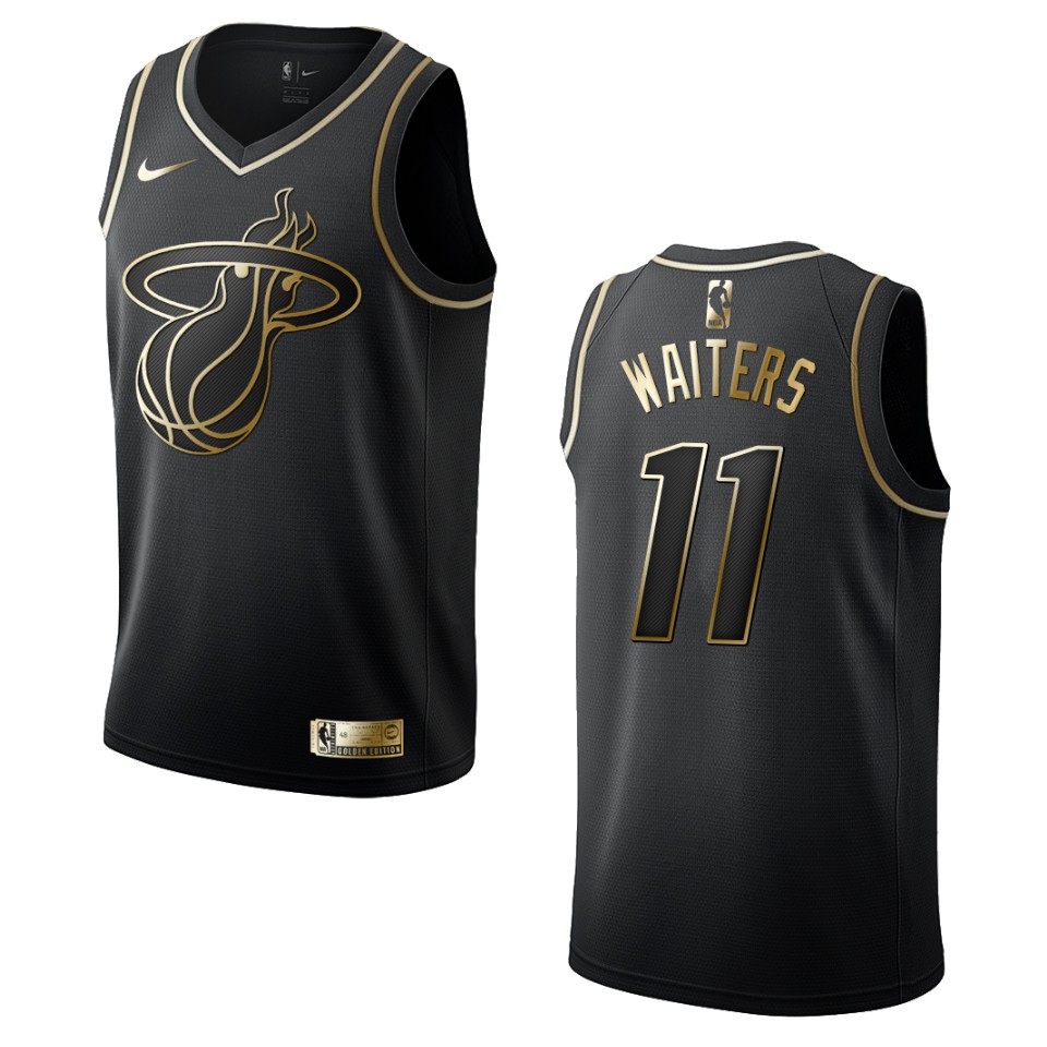 Men’s Miami Heat #11 Dion Waiters Golden Edition Jersey – Black