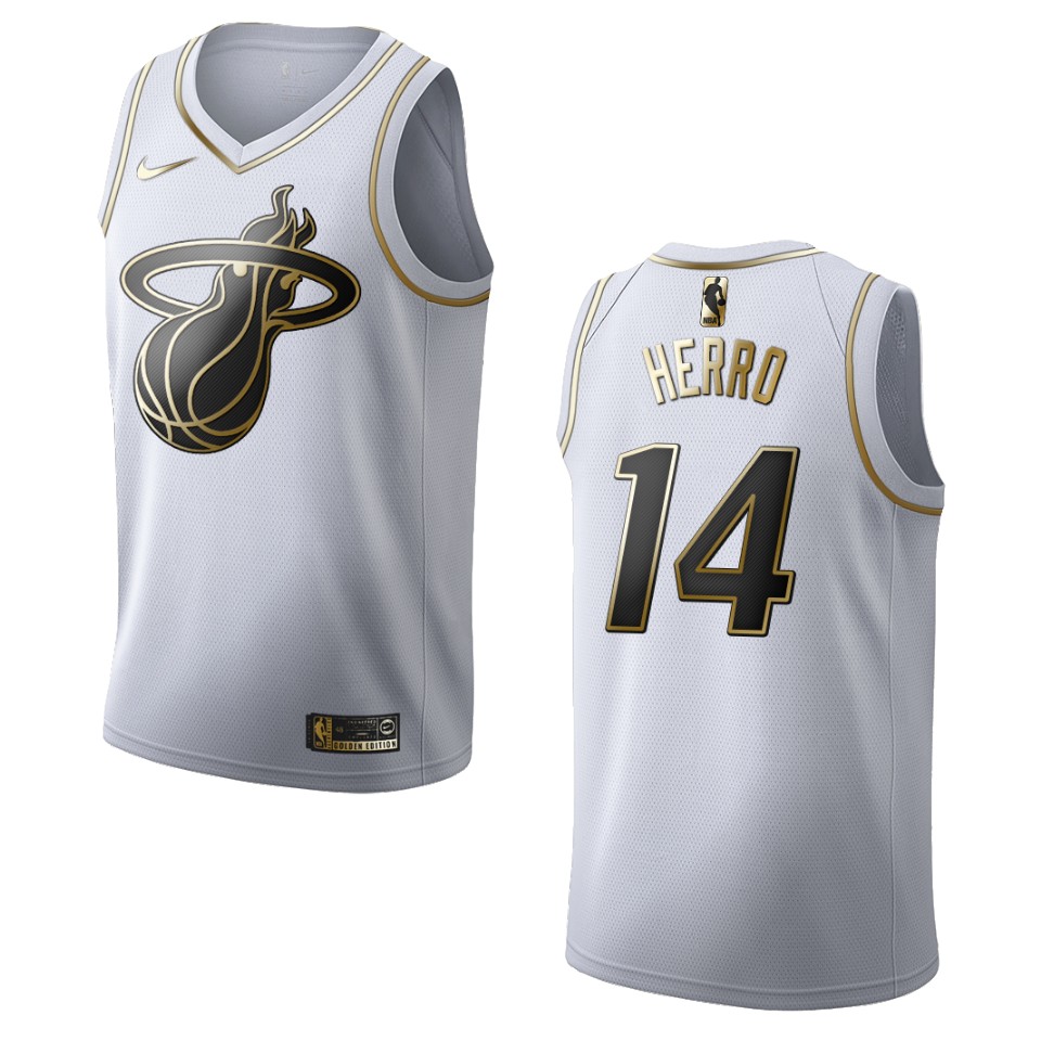 Men’s Miami Heat #14 Tyler Herro Golden Edition Jersey – White