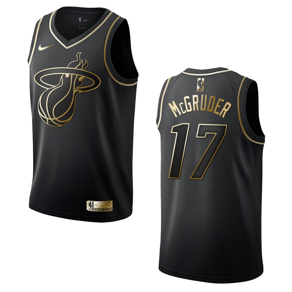 Men’s Miami Heat #17 Rodney Mcgruder Golden Edition Jersey – Black