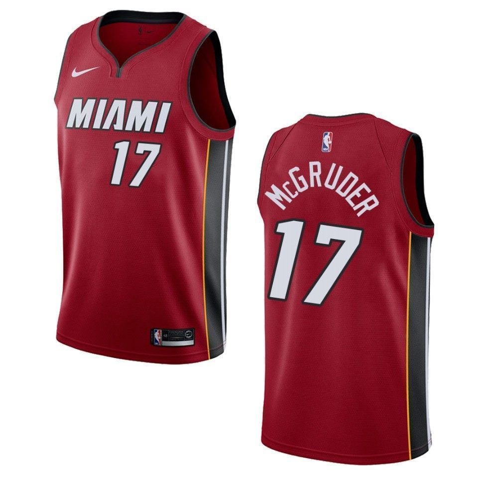 Men's Miami Heat 17 Rodney Mcgruder Statement Swingman Jersey - Red - JS546 