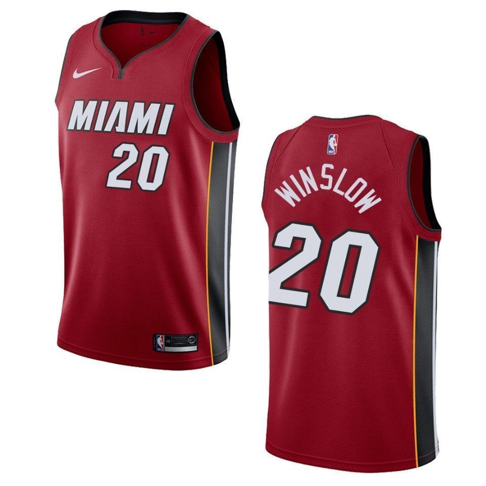 Men's Miami Heat 20 Justise Winslow Statement Swingman Jersey - Red - JS769 