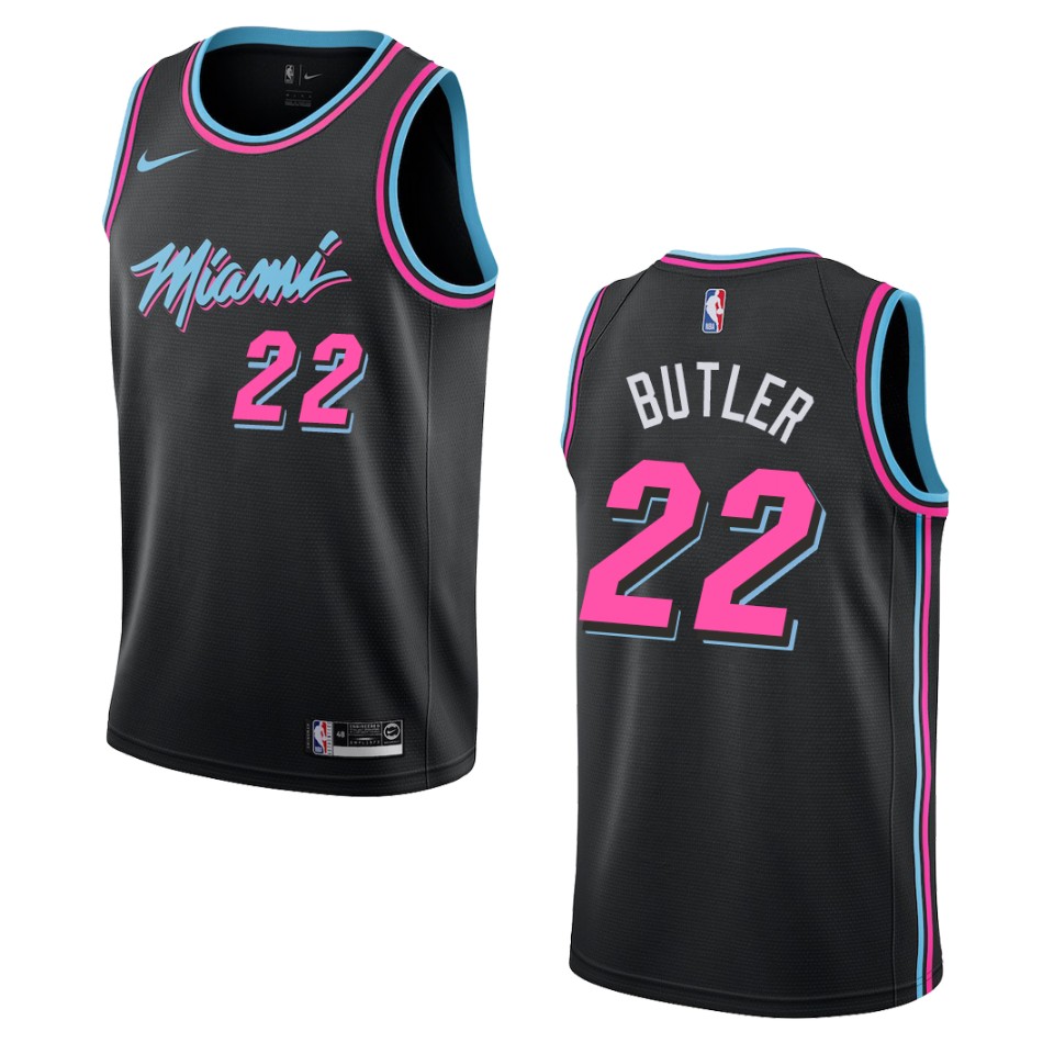 Men's Miami Heat #22 Jimmy Butler City Swingman Jersey - Black