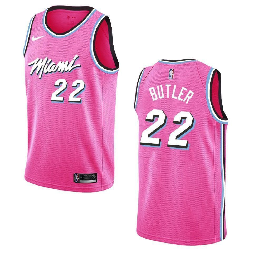 Men's Miami Heat 22 Jimmy Butler Earned Swingman Jersey - Pink - JS496 