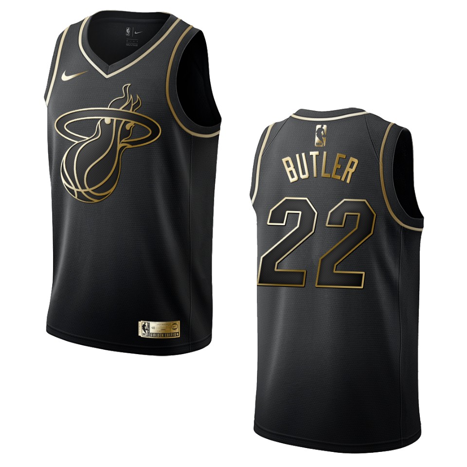 Men’s Miami Heat #22 Jimmy Butler Golden Edition Jersey – Black