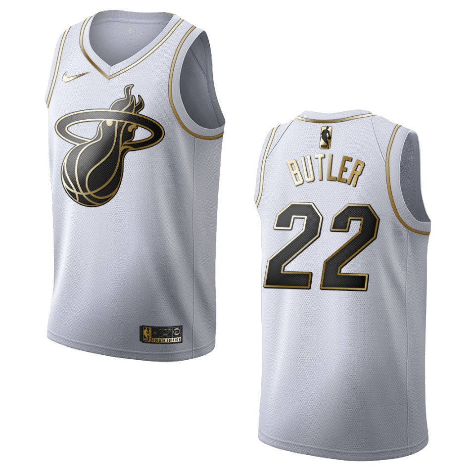 Men’s Miami Heat #22 Jimmy Butler Golden Edition Jersey – White