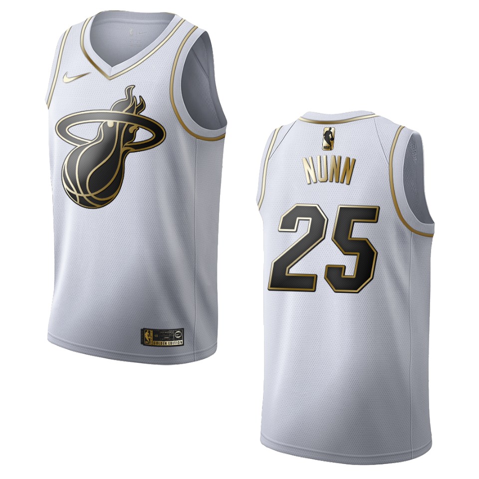 Men’s Miami Heat #25 Kendrick Nunn Golden Edition Jersey – White