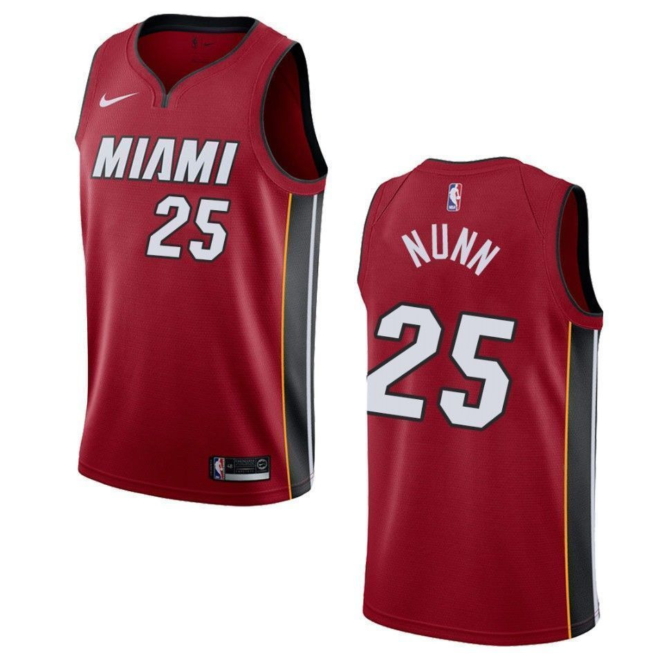 Men's Miami Heat 25 Kendrick Nunn Statement Swingman Jersey - Red - JS789 
