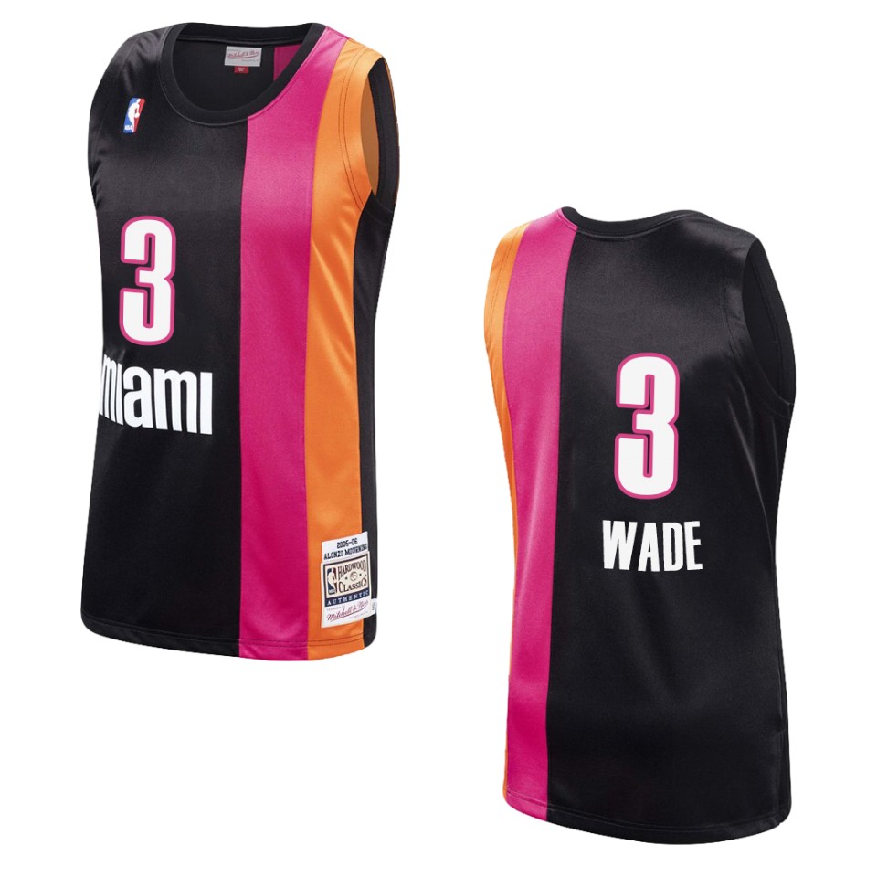 Men's Miami Heat #3 Dwyane Wade Hardwood Classics Swingman Jersey - Black